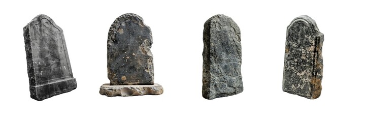 Collection of gravestone isolated on transparent background. Generated Ai
