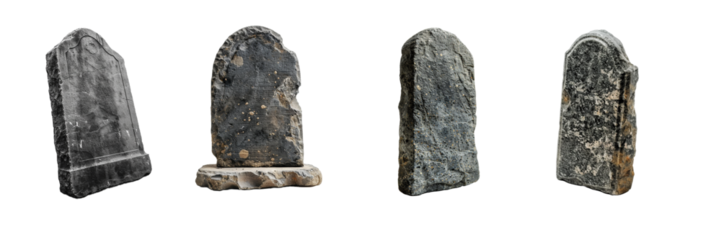 Collection of gravestone isolated on transparent background. Generated Ai