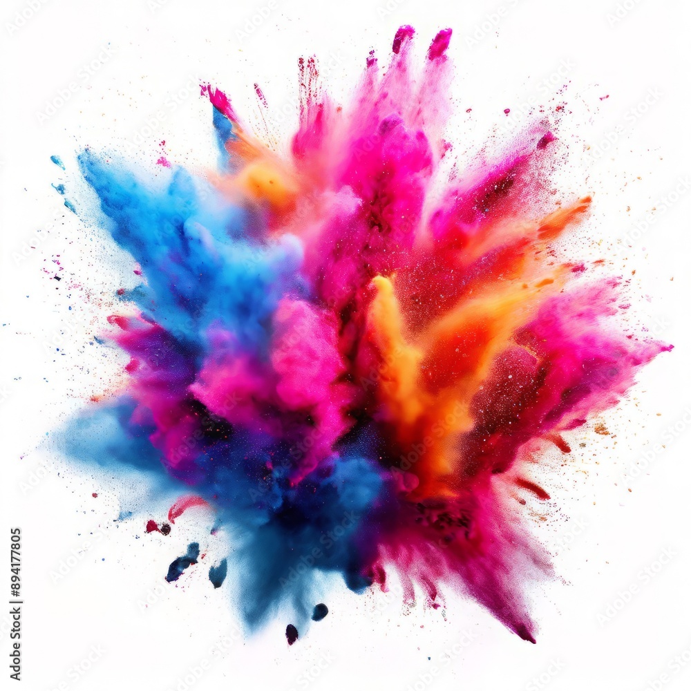 Poster burst of colorful powder exploding in the air creating a vibrant