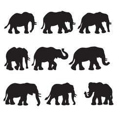 Isolated elephant on the white background. elephant silhouettes. Vector EPS 10.	