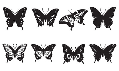 Isolated butterfly on the white background. butterfly silhouettes. Vector EPS 10.	