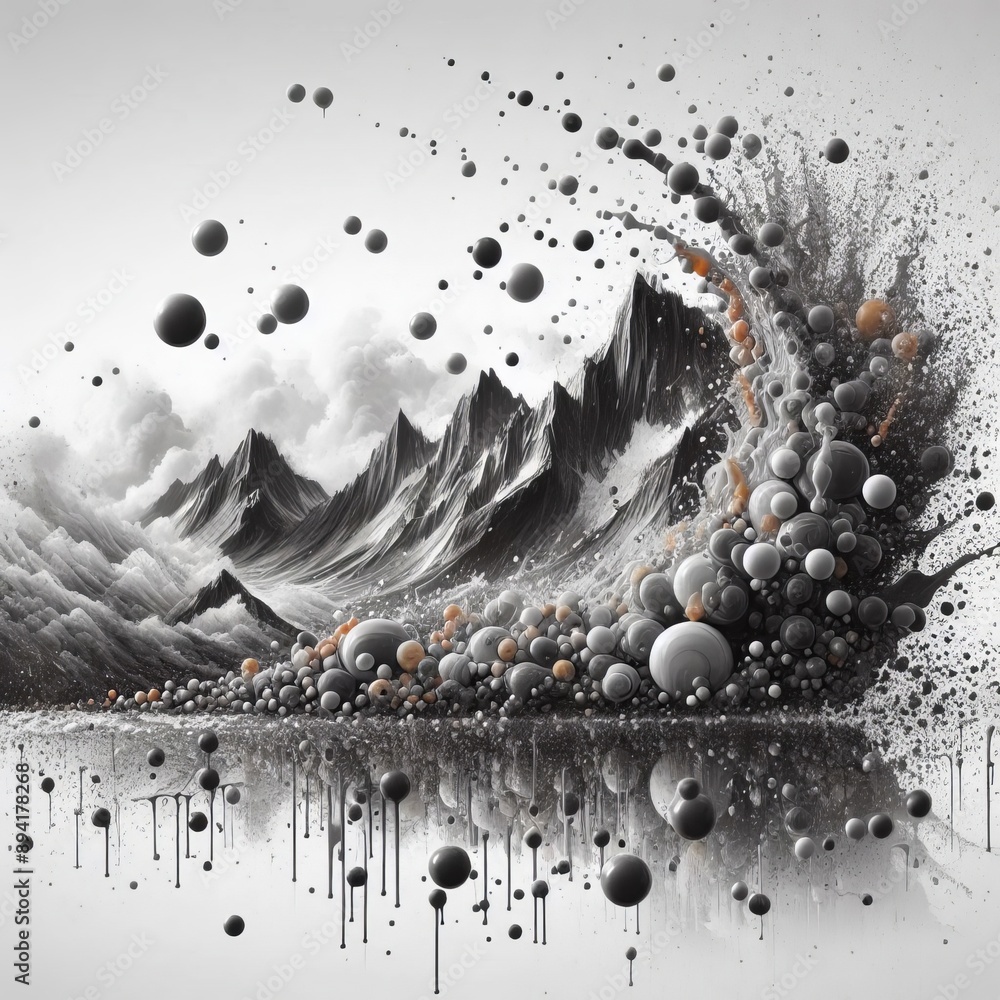 Poster droplets of paint splashing onto a canvas, creating a textured a