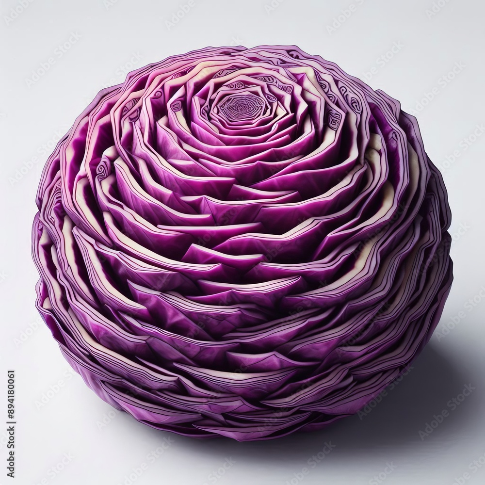 Poster purple cabbage wedges stacked together in a circular pattern to