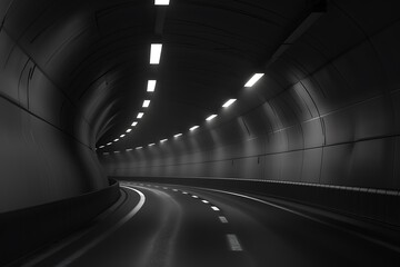A Curving Tunnel with Bright Lights