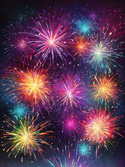 Fototapeta premium New Year fireworks background with vibrant colors