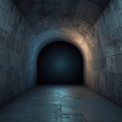 Obraz premium A tunnel with a blue sky and a light on it Abstract geometric gradient background 3D rendering