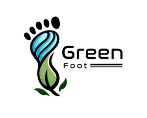 green leaf foot health logo design template