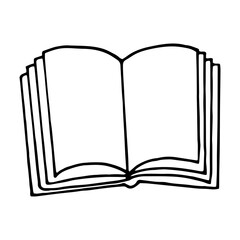book open icon. sketch hand drawn doodle style. vector, minimalism, monochrome. learning, knowledge, story, reading, fairy tale.