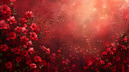 Red Floral Abstract Background Illustration