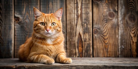 Playful ginger tomcat posing in front of a rustic wooden background, ginger, tomcat, cat, pet, playful, posing, animal, feline