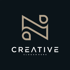 Creative abstract initial letter N logo design. Preamium Vector