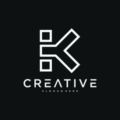 Creative abstract initial letter K logo design. Preamium Vector