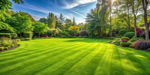 Freshly mown green lawn, perfect for outdoor relaxation, lawn, green, grass, fresh, mown, yard, backyard, outdoors