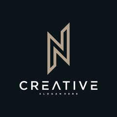 Creative abstract initial letter N logo design. Preamium Vector