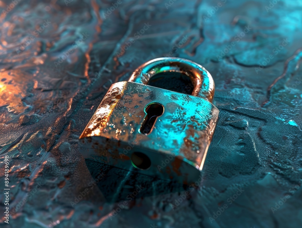 Poster security and cybersecurity concept lock symbol - ai