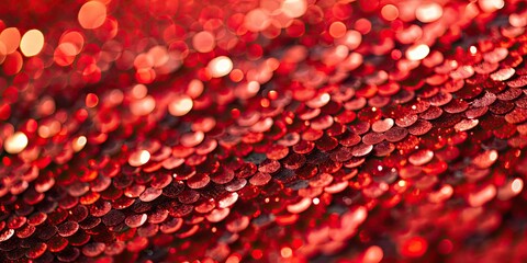 Closeup of red sequins glistening in the light for a festive and sparkly background , sequins, red, glitter, shimmer