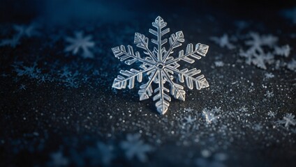 Snowflake Christmas Wallpaper Natural Icy Winter Banner with copy-space
