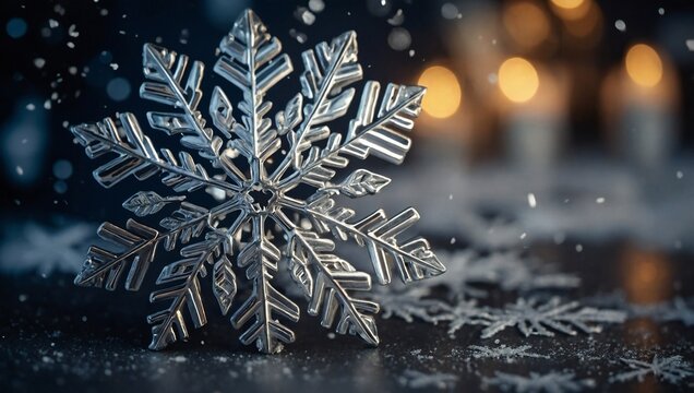 Ogni angolo di questo fiocco di neve mostra un disegno intricatamente simmetrico.
