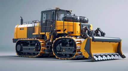 Yellow Crawler Tractor with Blade.