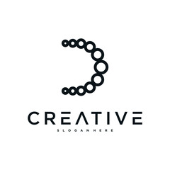 Creative abstract initial letter D logo design. Preamium Vector