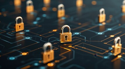 Secure Data Streams Abstract Concept with Padlocks | Data Security Visualization Flow