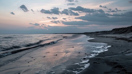 Chalk beach scenery at dusk