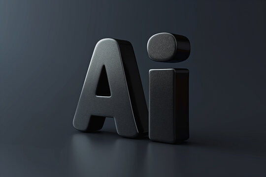 3d "AI" black letters rendering on a black, ideal for technology and artificial intelligence-related content