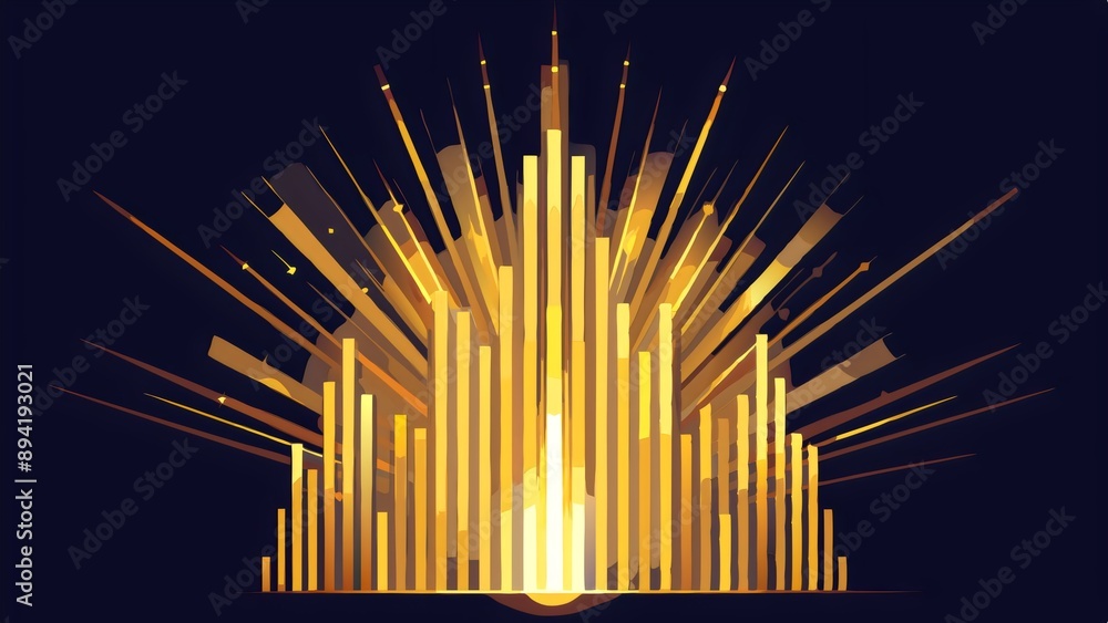 Poster dynamic golden rays abstract art displaying energy light patterns