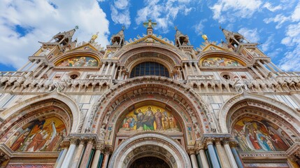 Obraz premium Majestic Architectural Beauty of St. Mark's Basilica Under a Stunning Sky