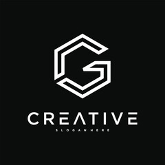 Creative abstract initial letter G logo design. Preamium Vector