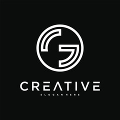 Creative abstract initial letter G logo design. Preamium Vector
