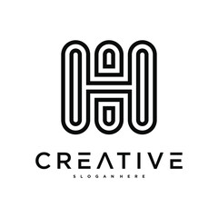 Creative abstract initial letter H logo design. Preamium Vector