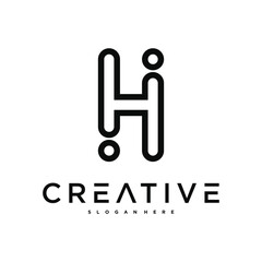 Creative abstract initial letter H logo design. Preamium Vector