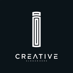 Creative abstract initial letter I logo design. Preamium Vector