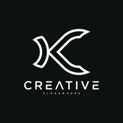 Creative abstract initial letter K logo design. Preamium Vector
