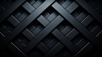 Abstract geometric pattern of interwoven black leather strips, creating a modern and stylish background, ideal for technology or design themes