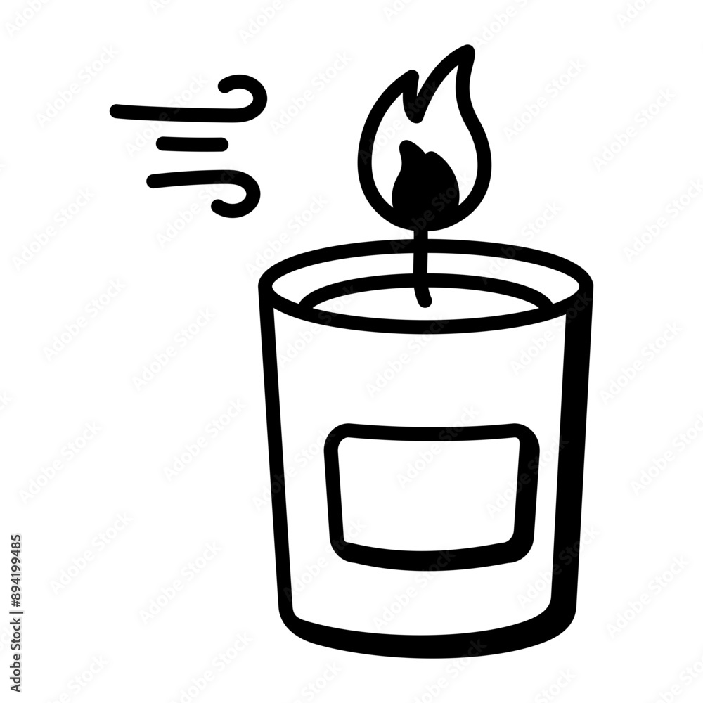 Canvas Prints A hand drawn style icon of burning glass candle 