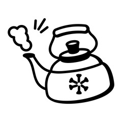 Obraz premium An icon of tea kettle in doodle style 