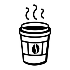Hot coffee icon in doodle style 