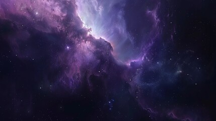 Fototapeta premium Mystical Cosmic Nebula with Purple Hues and Stars for SpaceThemed Prints, Posters, and Designs
