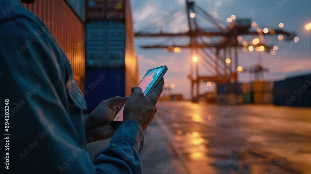 Poster logistics forwarders use mobile phone touch systems to monitor export container loading systems in p