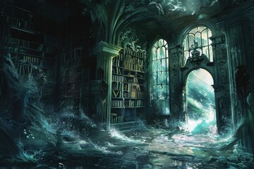 Ancient Library Engulfed by the Sea