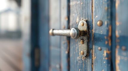 A close-up of a tarnished brass door handle with intricate details.