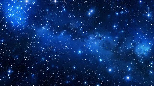 Blue christmas background with blue effect particles in the night sky