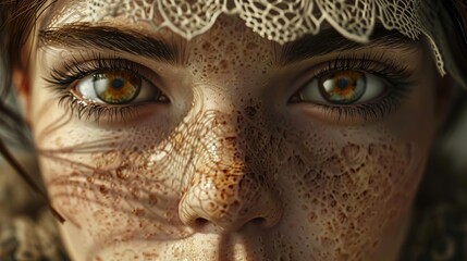 Obraz premium Hyperrealistic portrait with intricate details and lifelike textures, hyperrealism digital portrait artwork, photorealistic image