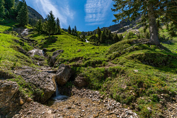 Mountain tour over the Brunnenauscharte to the Hochgrat on the Nagelfluhkette
