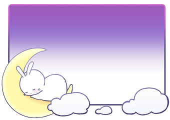 Background of a rabbit sleeping on the crescent moon