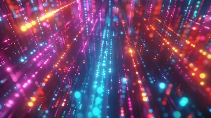 Obraz premium Vibrant Neon Light Trails Creating Abstract Patterns