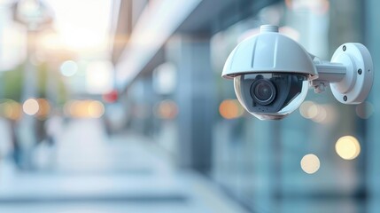 Corporate environment with a comprehensive security system managing access, video surveillance, and real-time alerts.