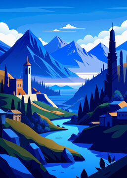 mountain village in the mountains castle in the mountains Zuiza paisajes  church, mountain, landscape, alps, europe, lake, austria, town, travel, nature, architecture, sky, building, water, tower, vil